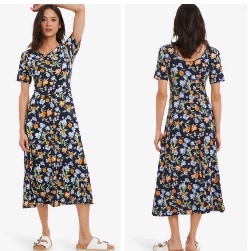 Draper James Floral Tammy Midi T-Shirt Dress, Spring Blooms, NEW, Multiple